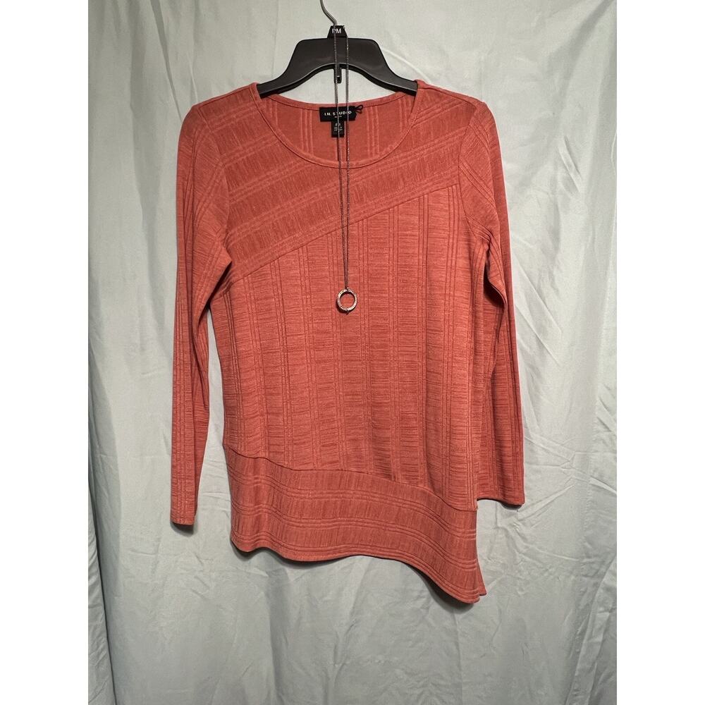 I.N. Studio Petite Women’s Size PM Orange Top Plus Necklace
